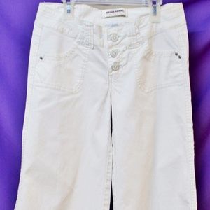 hydraulic cropped Jeans pants knee length  7/8 New Super Cut Button Front